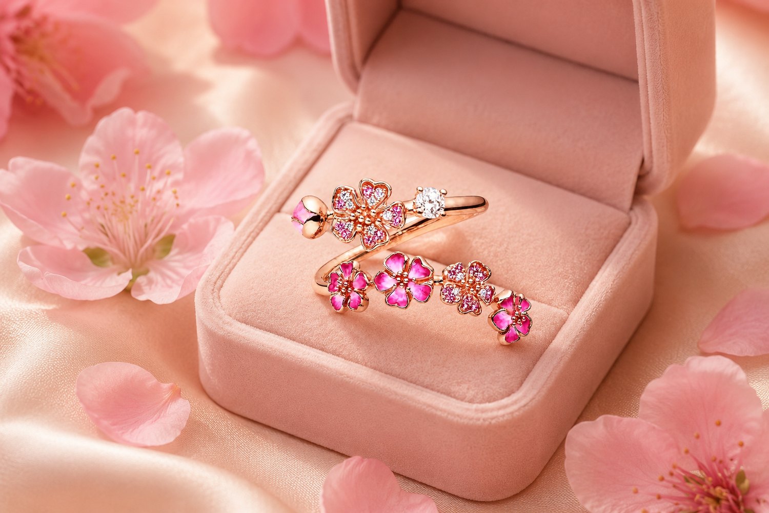 Peach blossom ring gift box