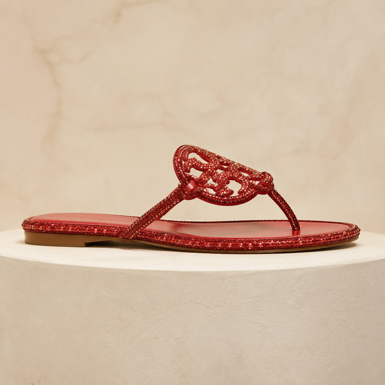 Side profile of crystal sandal