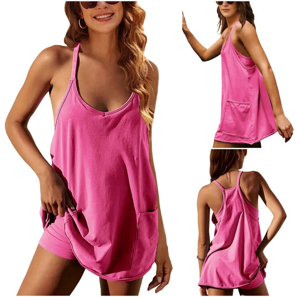 Lippsie Mini Robe d'Été Sans Manches — Col V & Short Intégré