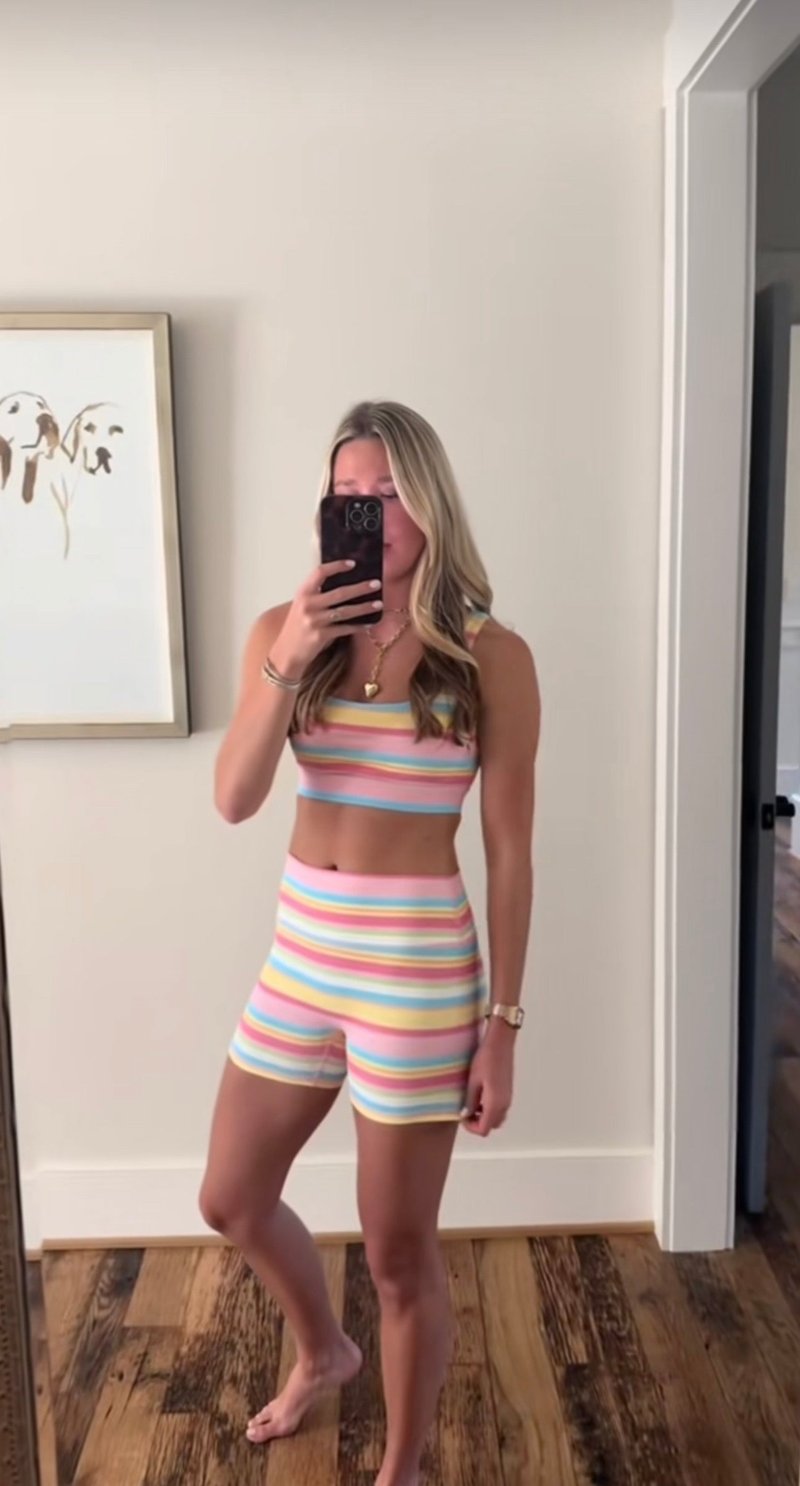 Customer wearing the Pastel Paradise Set